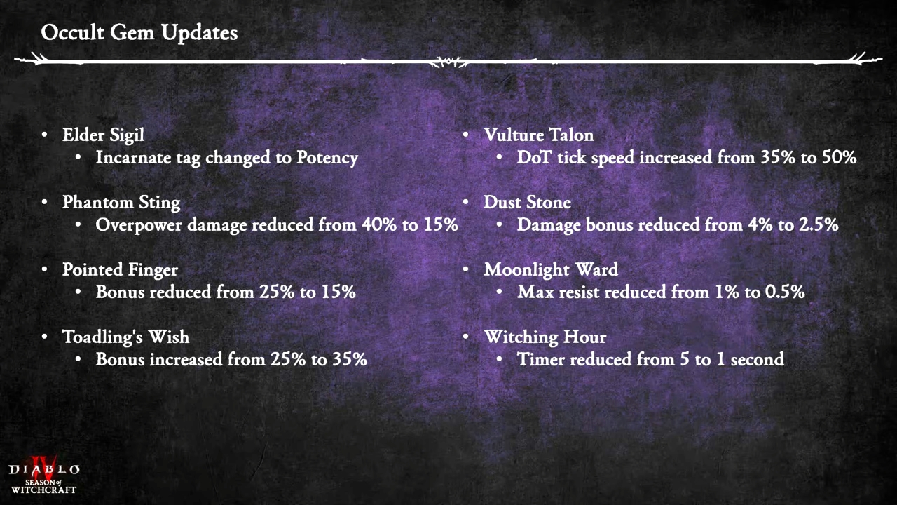 Diablo 4: PTR 2.1 Okkulte Edelstein-Updates