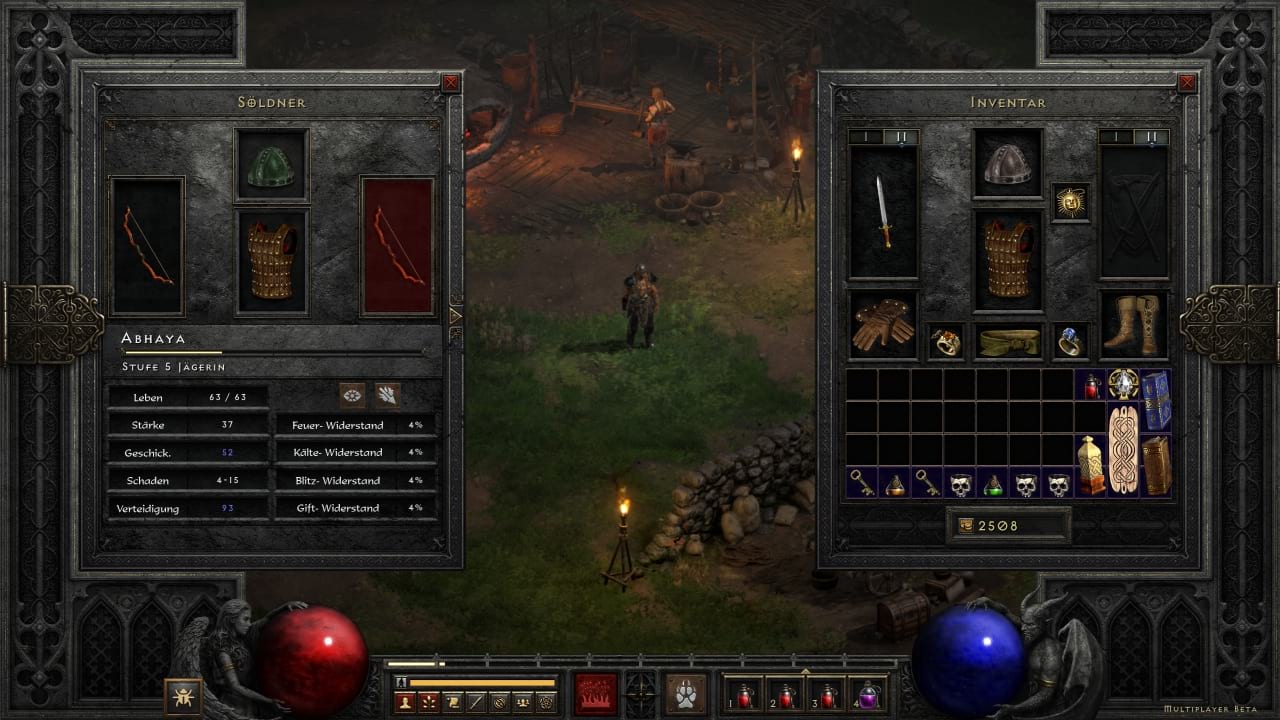 Diablo 2 Resurrected Söldner mit Inventar