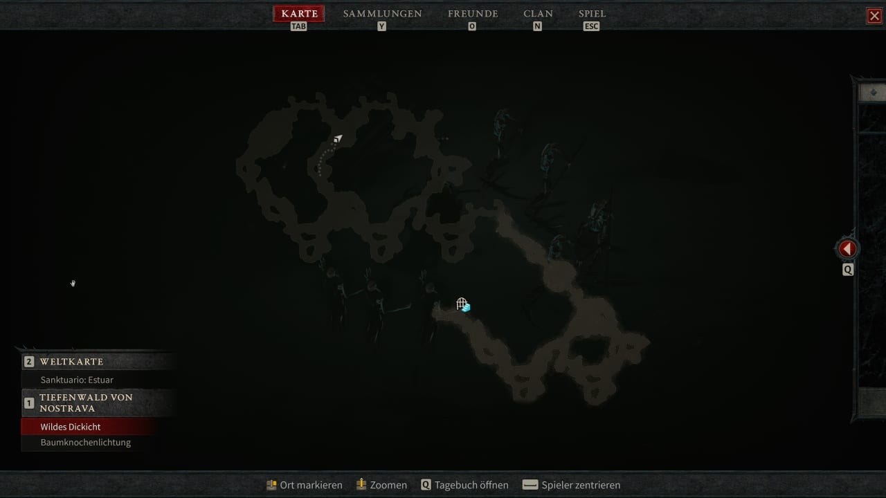 Diablo 4 Tiefenwald von Nostrava Karte