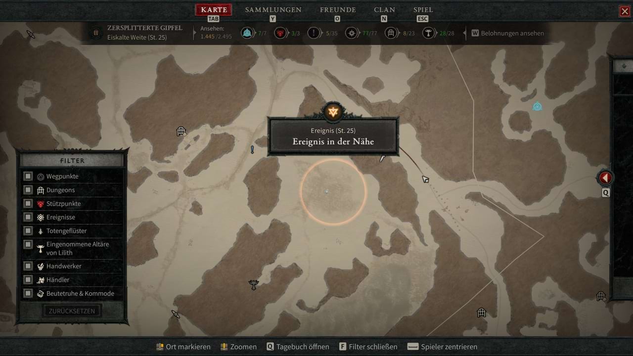 Lokale Events in Diablo 4 auf der Karte