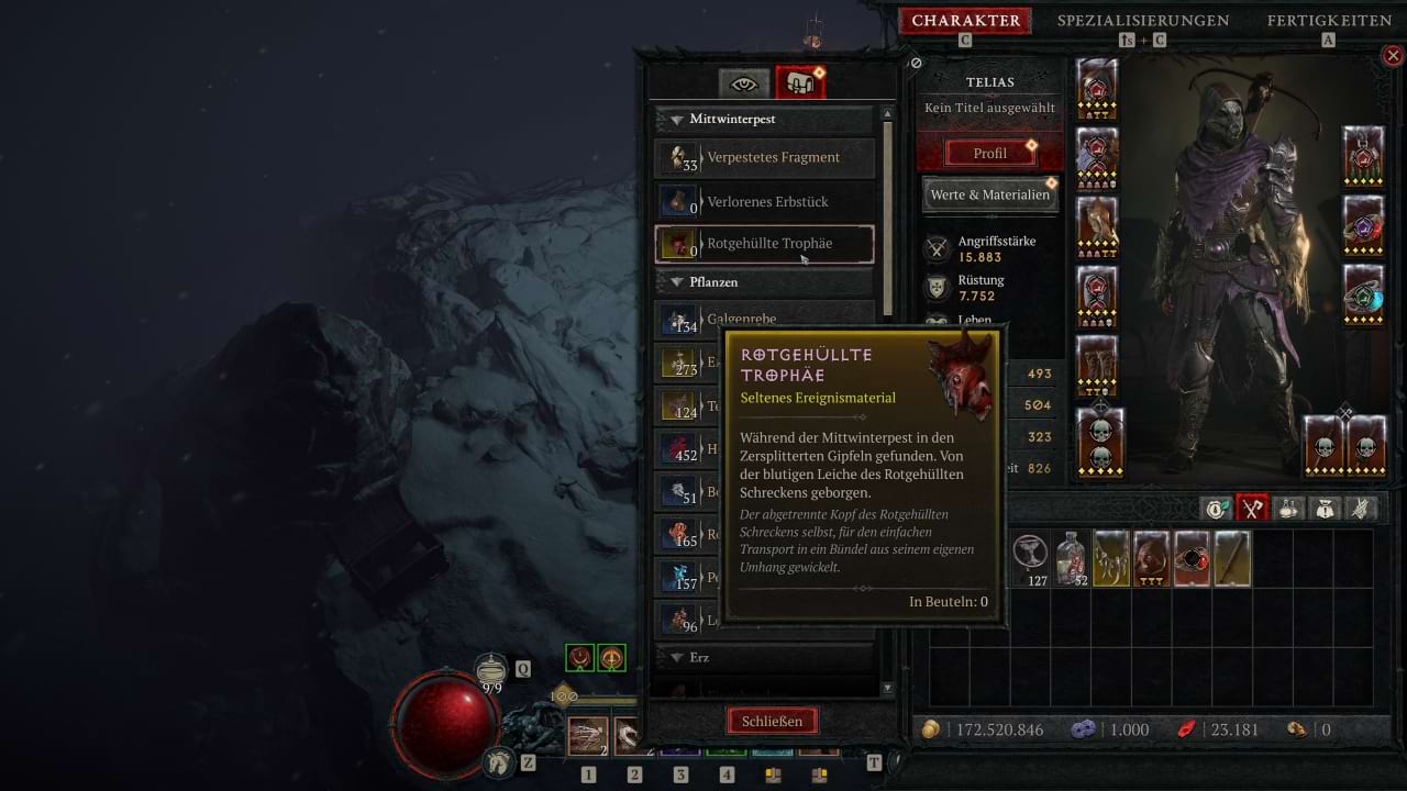 Diablo 4 Mittwinterpest - Rohstoffe farmen