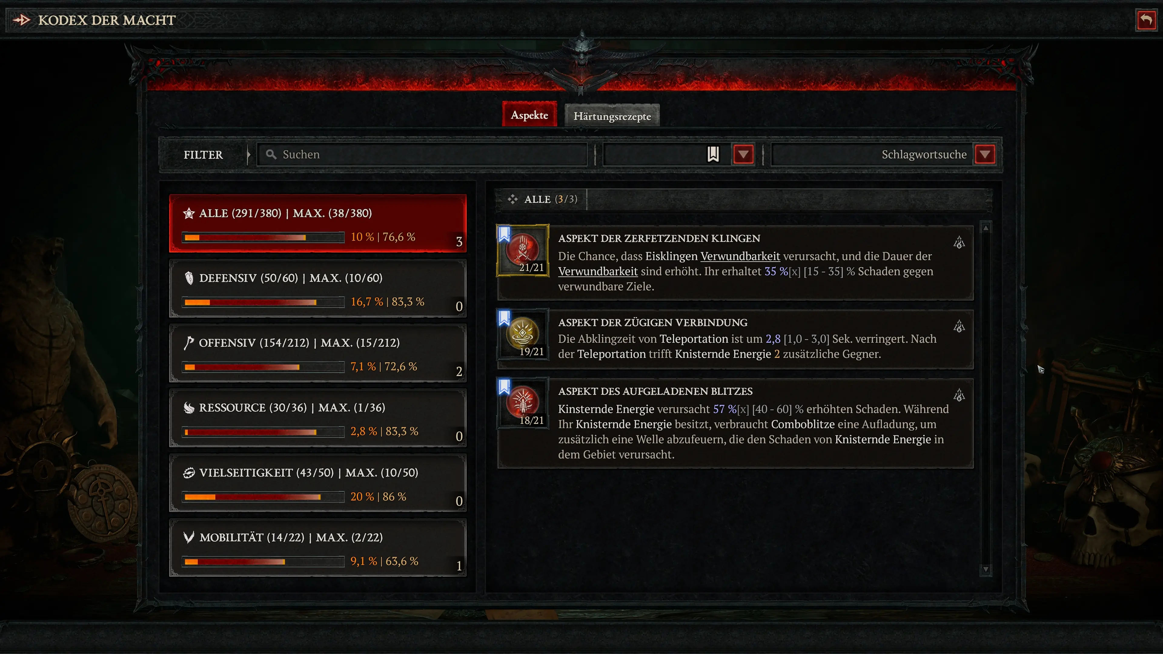 Diablo 4: Aspekte für den Crackling Energy Sorcerer Build