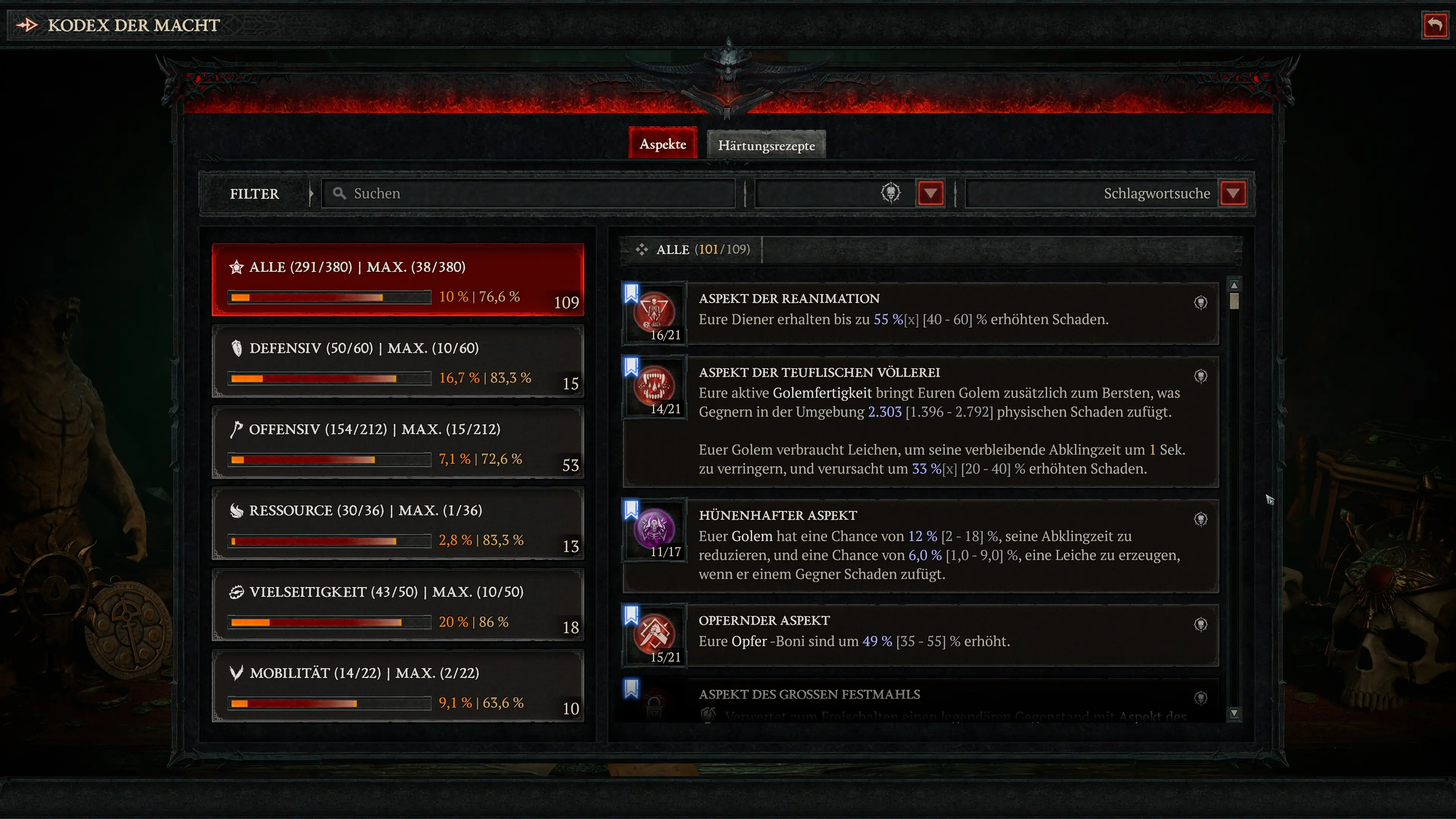 Diablo 4: Aspekte für den Golem Necro Build