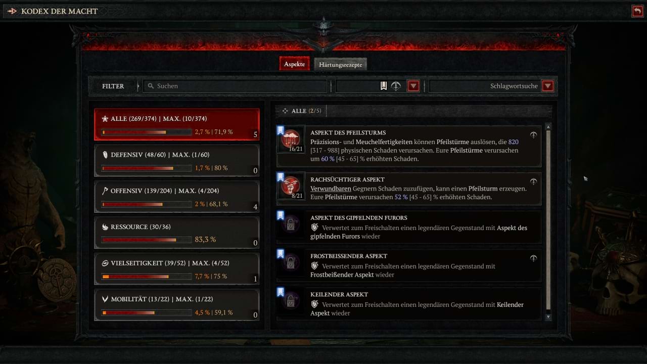 Diablo 4: Aspekte für den Pfeilhagel Build für den Jäger