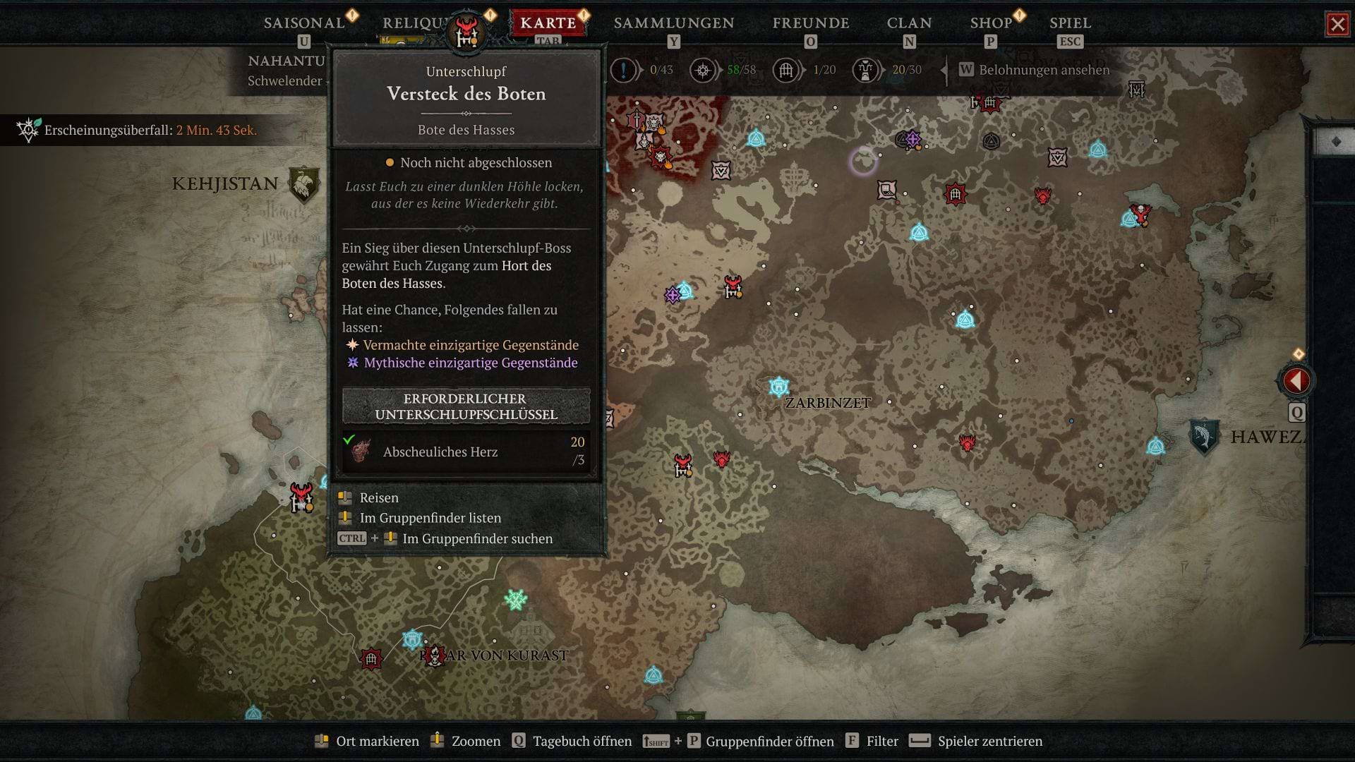 Diablo 4: Position vom Boten des Hasses