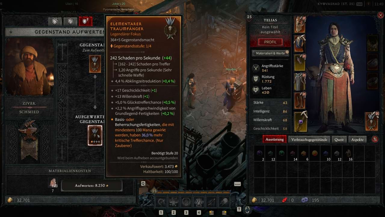 Waffen & Rüstungen beim Schmied in Diablo 4 aufwerten