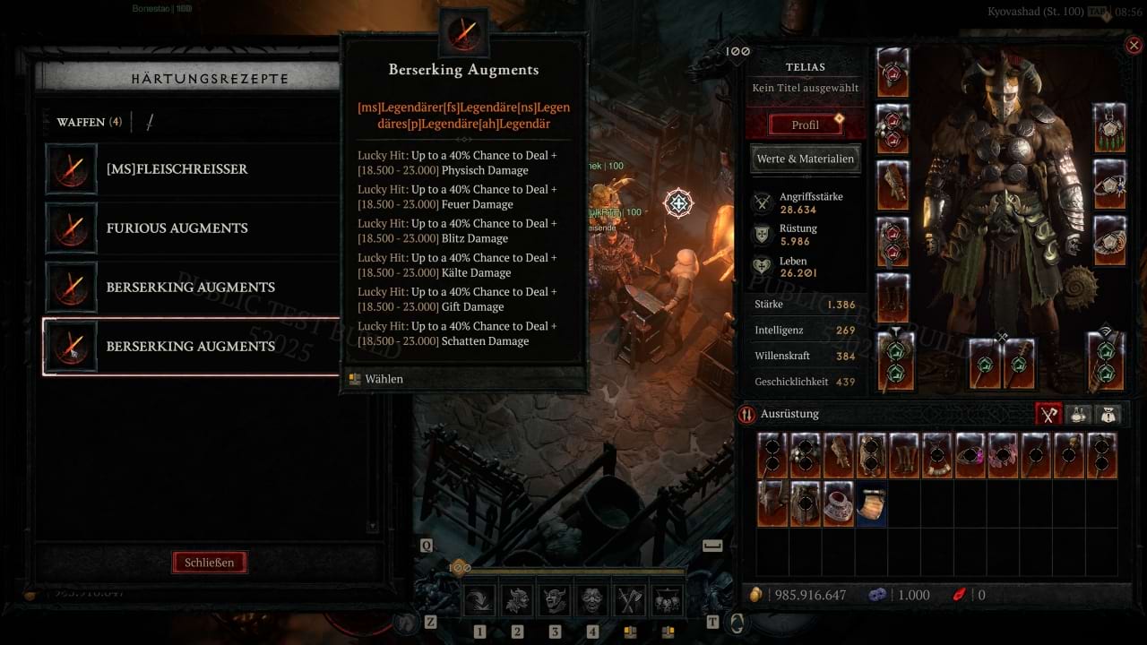 Diablo 4 Härtung: Auswahl der Härtungsrezepte