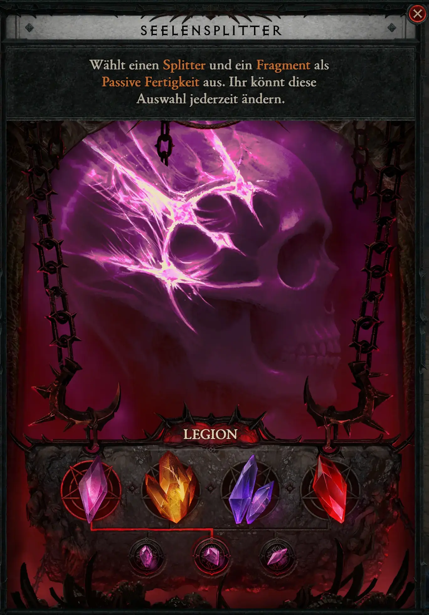 Diablo 4 Hexenmeister: Legionssplitter mit Fragment der Opfergabe