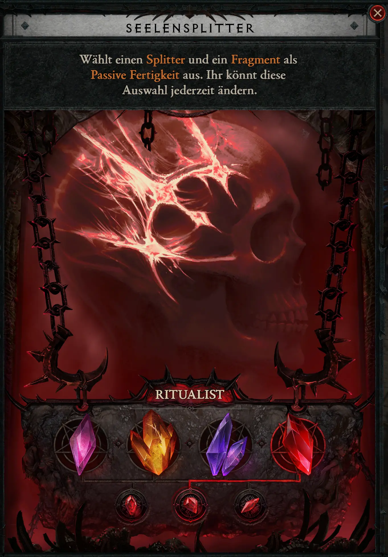 Diablo 4 Hexenmeister: Ritualistensplitter mit Sengendes Fragment