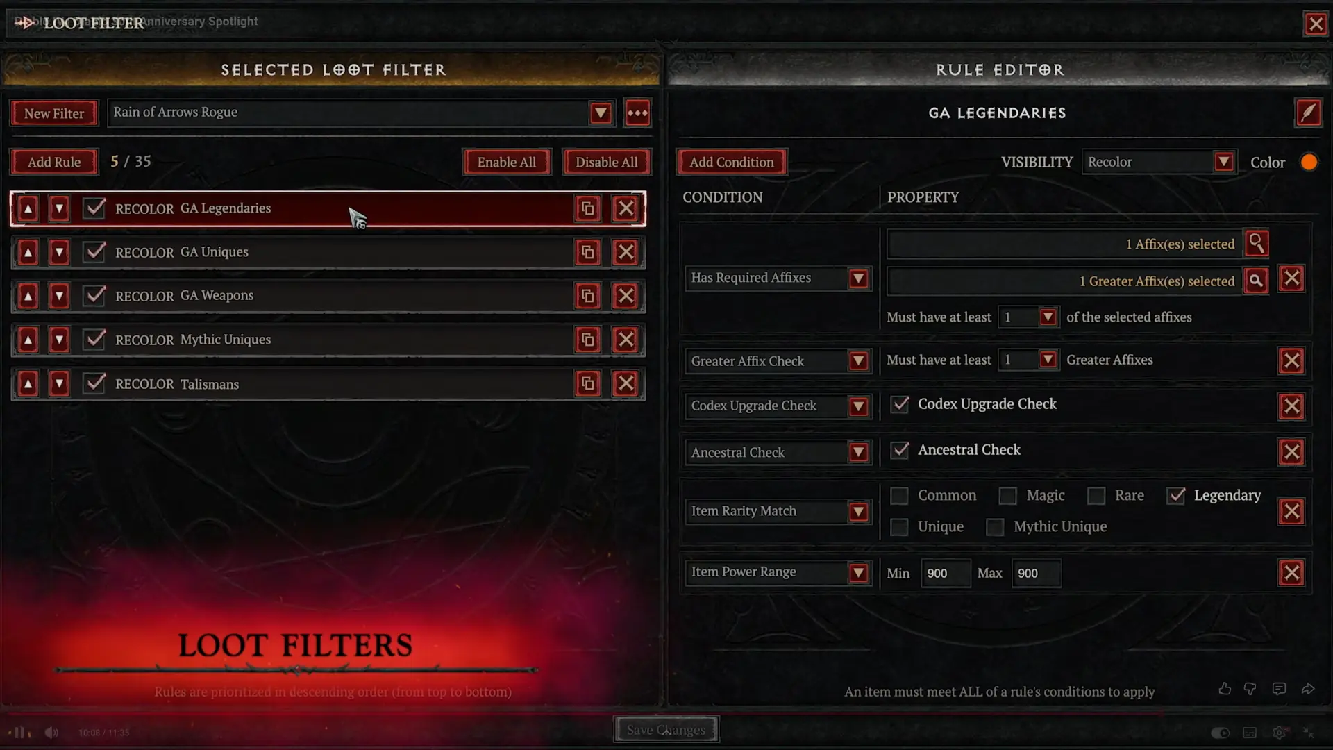 Lootfilter in Diablo 4