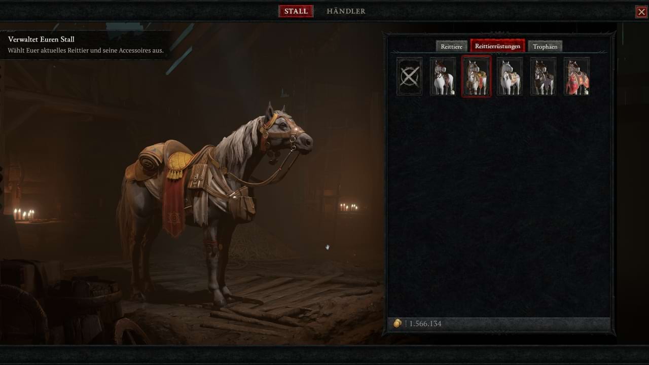 Diablo 4 Reittierausrüstung: Pferdegeschirr des Handelskonsortiums