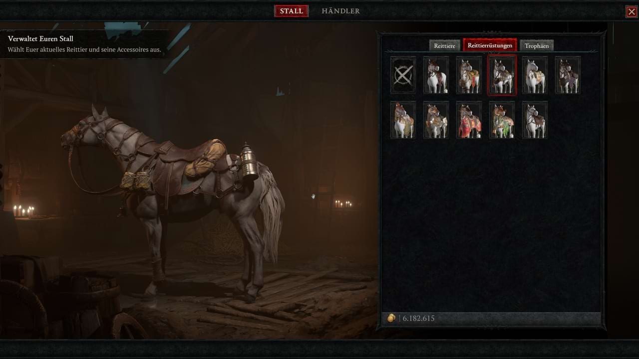 Diablo 4 Reittierausrüstung: Pferdegeschirr des Laternenanzünders