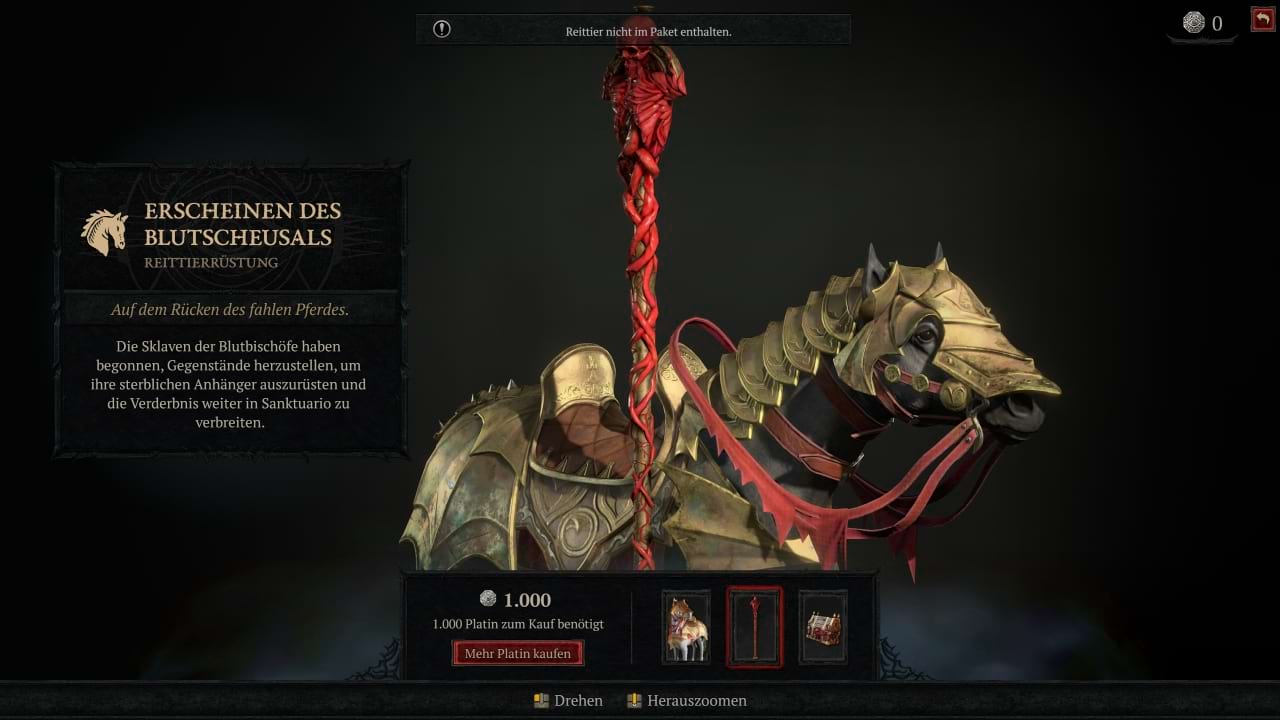 Diablo 4 Reittiertrophäe: Blutender Schlangenstab