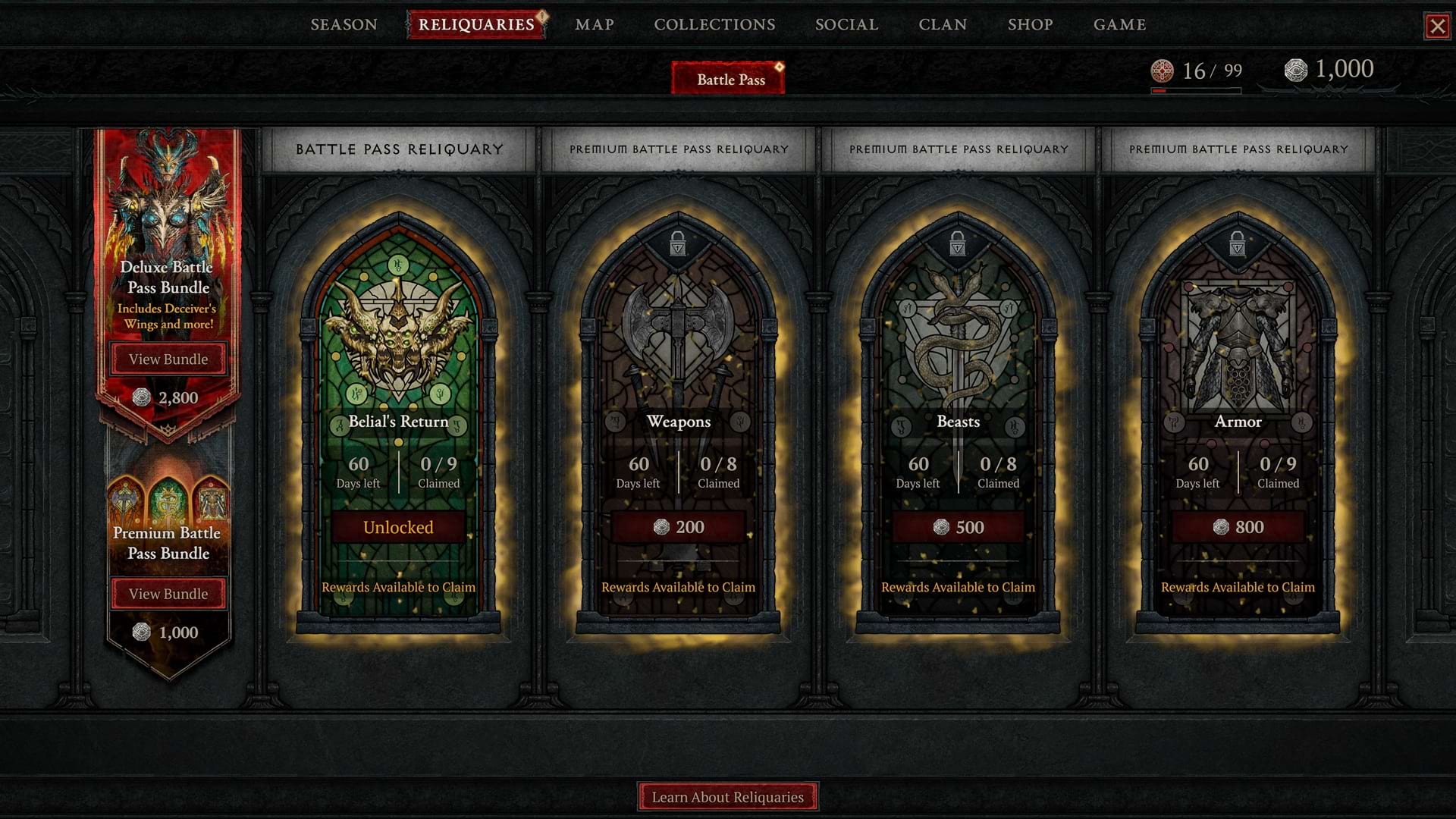 Diablo 4 Reliquiare - Battle Pass 2.0