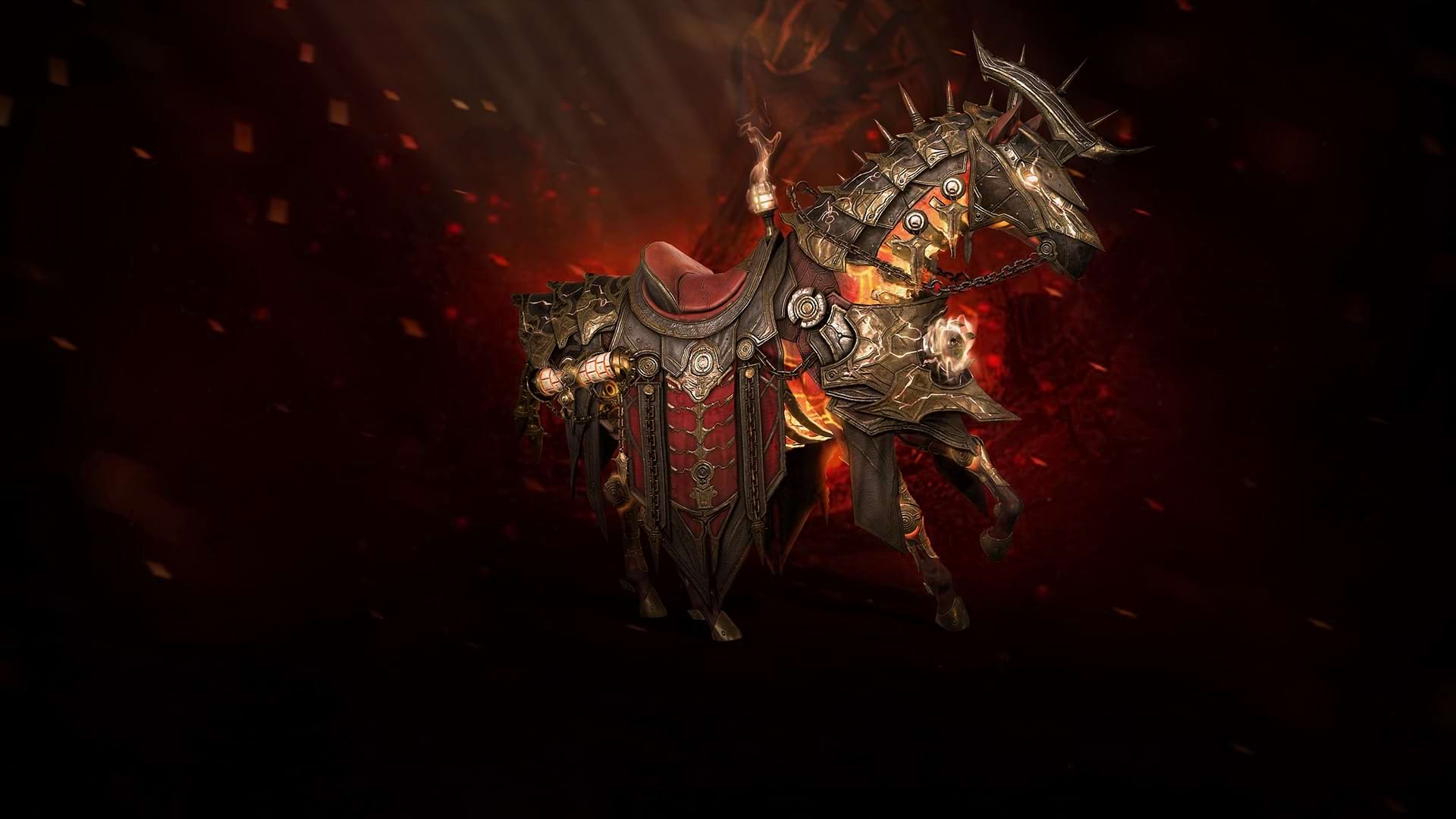 Diablo 4 Season 3: Reittierrüstung Erwachter sphärischer Rossharnisch und das Reittier Uhrwerkpferd