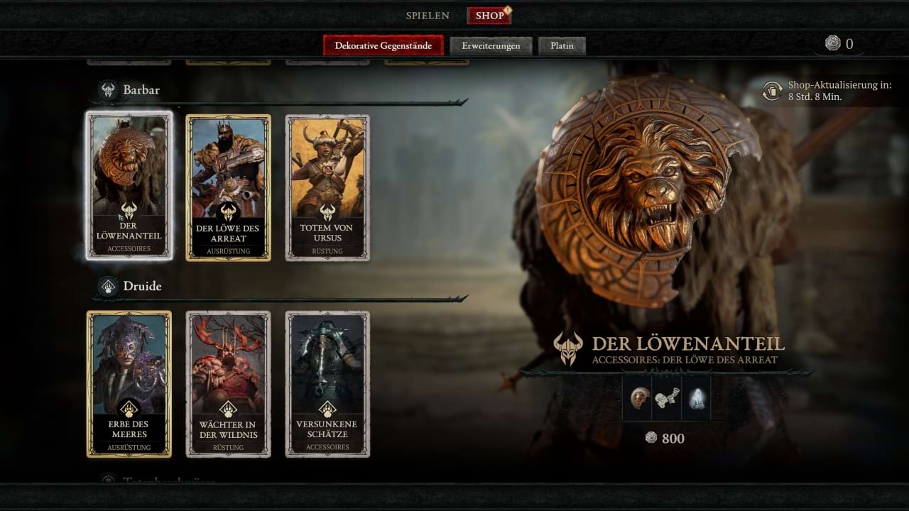Diablo 4 Shop: Der Löwenanteil