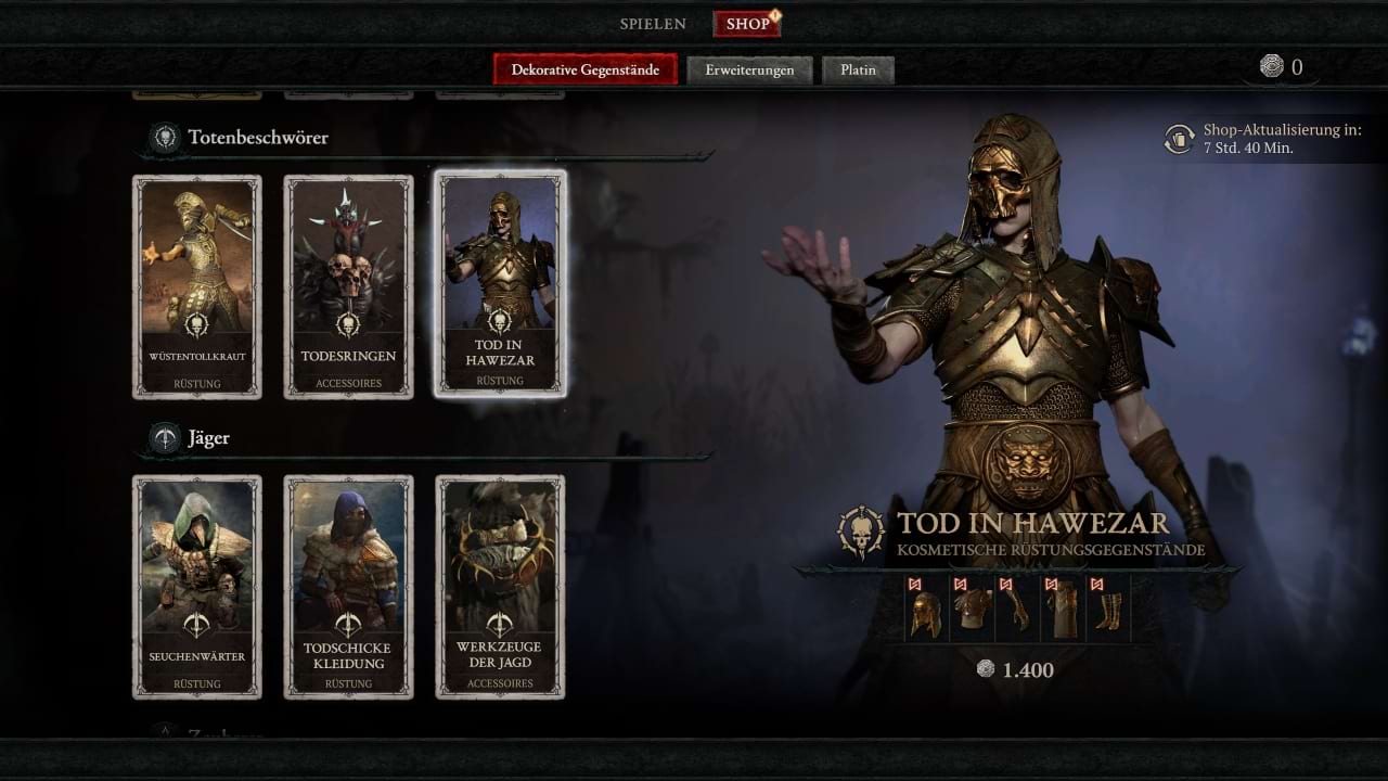 Diablo 4 Shop: Tod in Hawezar