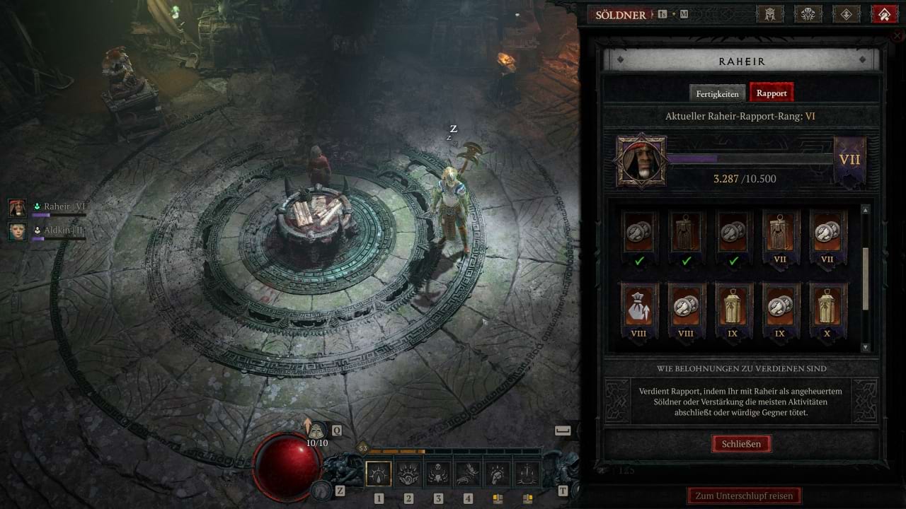 Rapport verdienen bei den Söldnern in Diablo 4