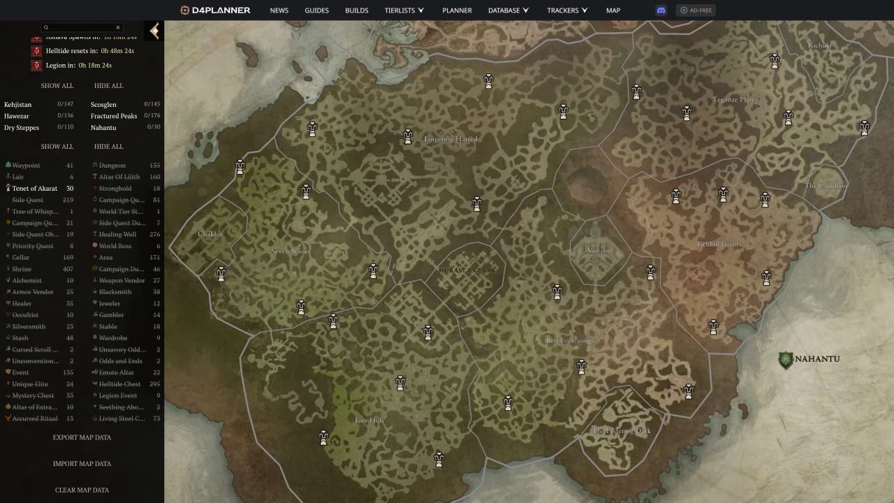 Diablo 4 Lehren von Akarat – Nahantu Karte (Map)