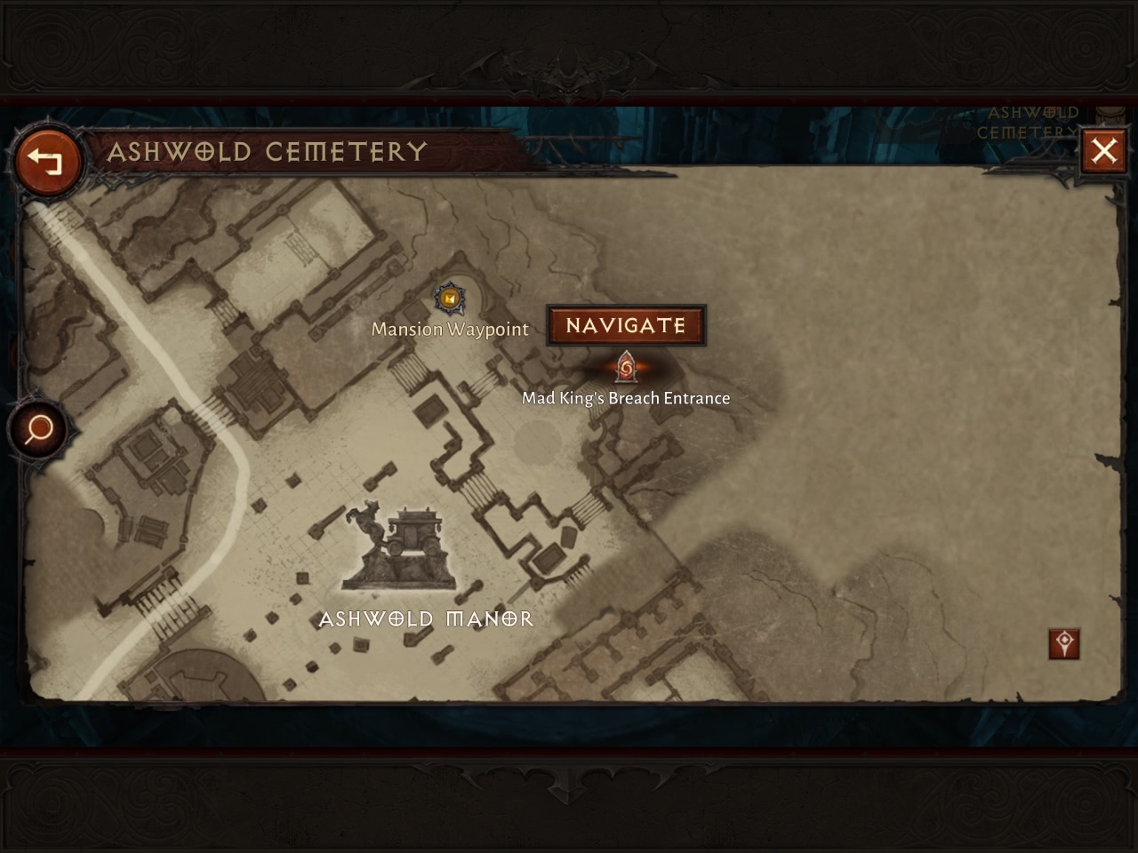 Diablo Immortal Dungeons: Eingang auf der Karte