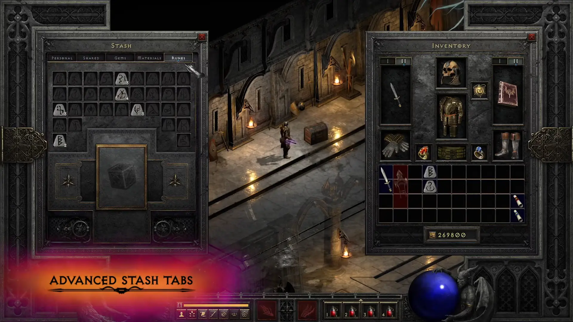 Diablo 2 Resurrected: Beutetruhenfächer für Edelsteine, Rohstoffe und Runen
