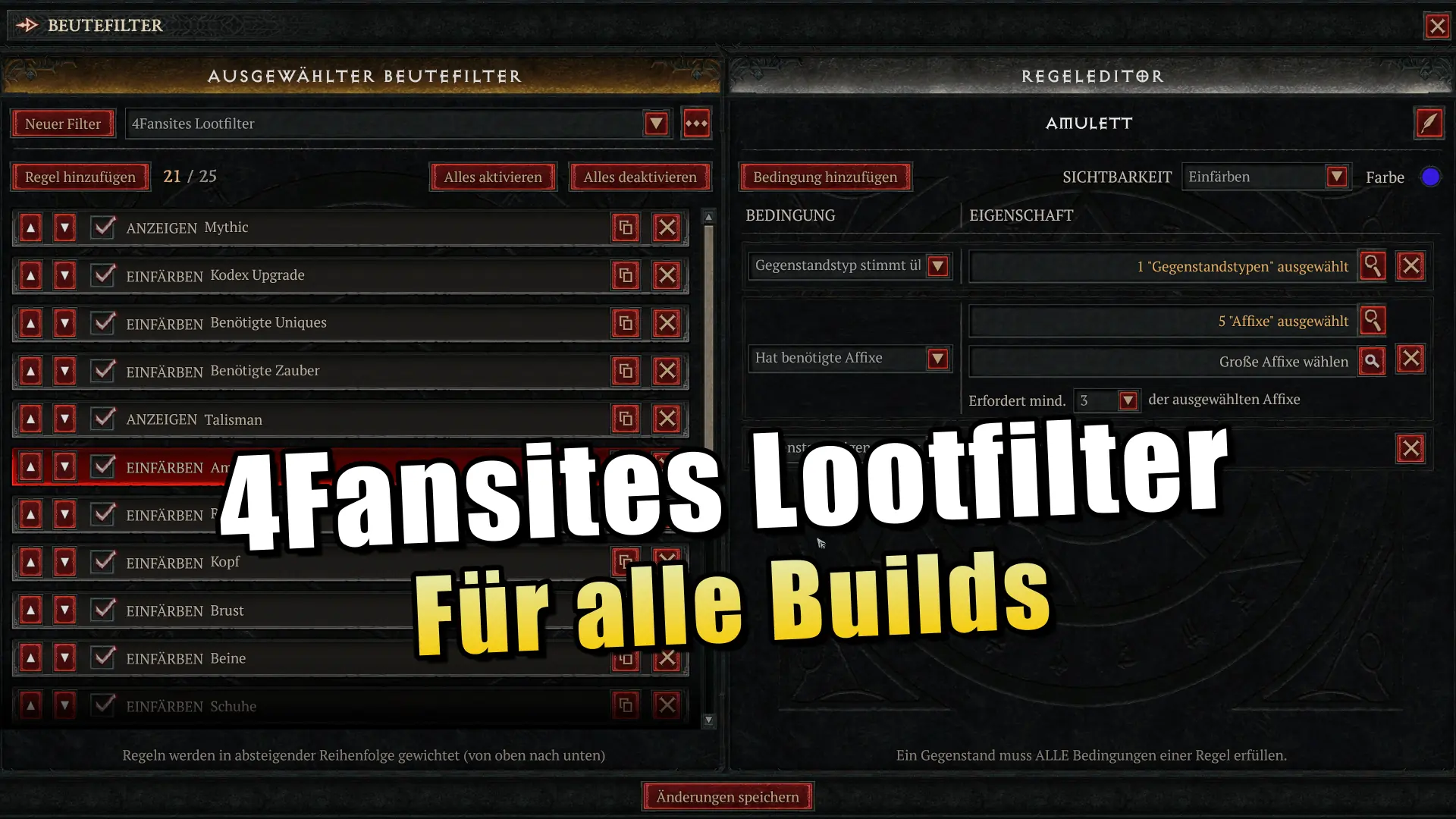 4Fansites Lootfilter für alle Diablo 4 Builds