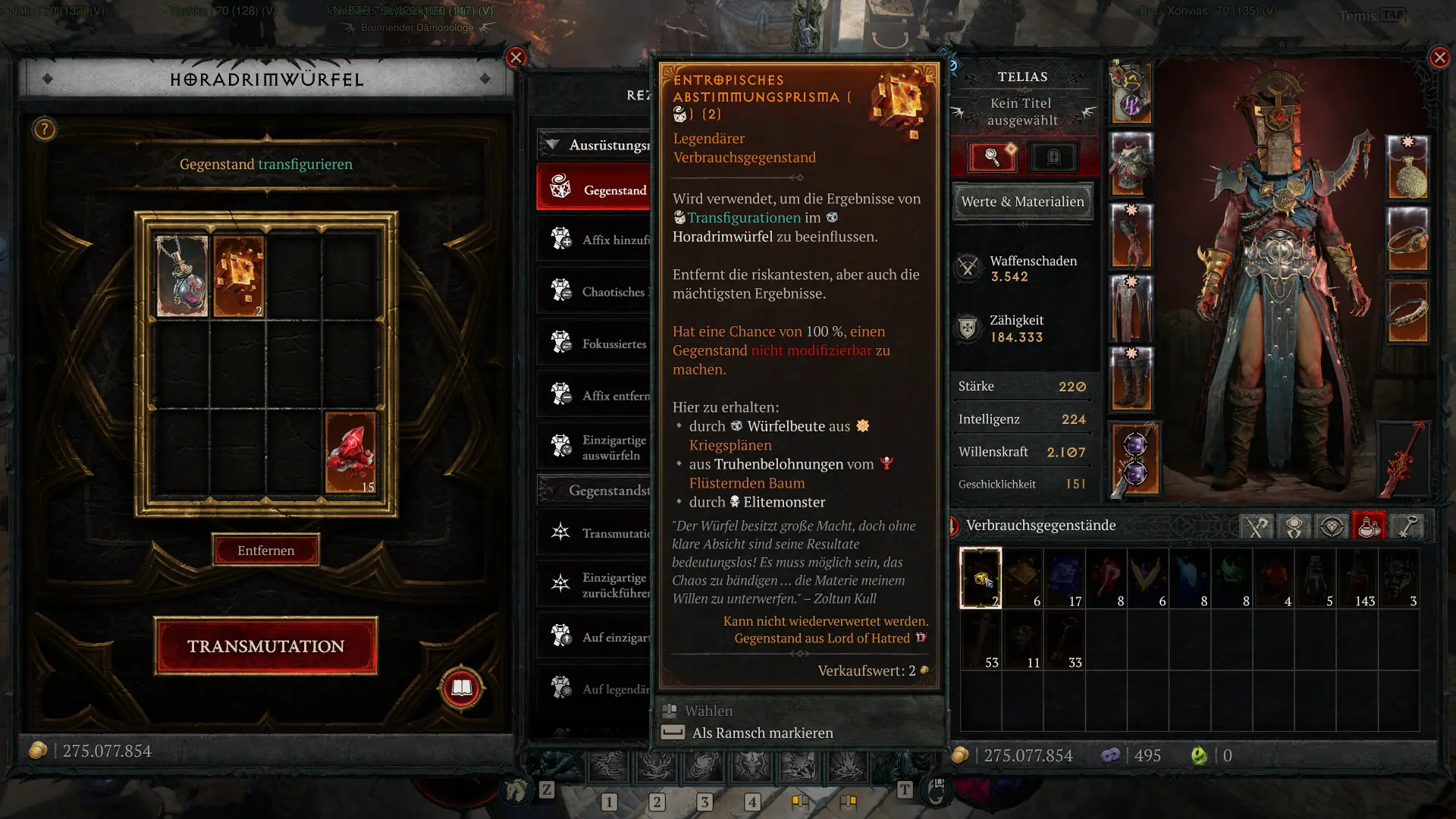 Transfigurieren beim Horadrimwürfel in Diablo 4: Lord of Hatred