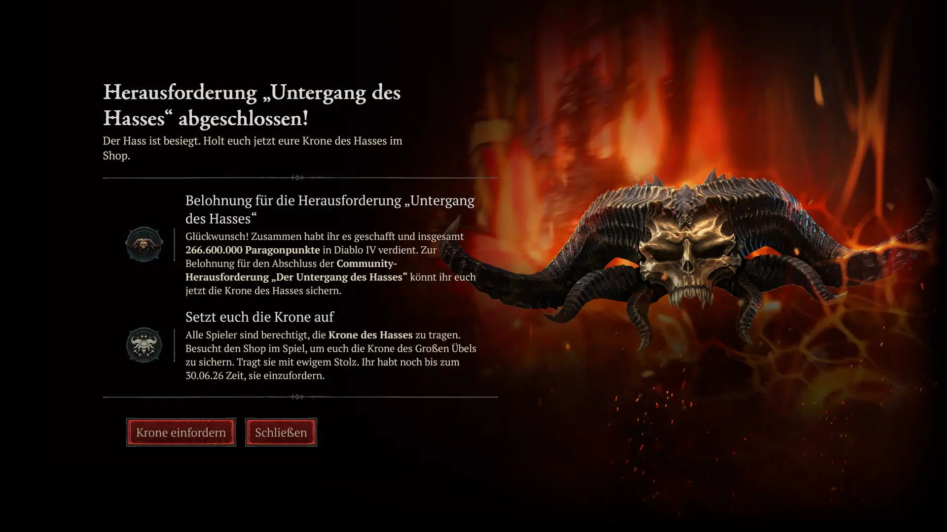 Diablo 4: Krone des Hasses jetzt kostenlos im Shop verfügbar