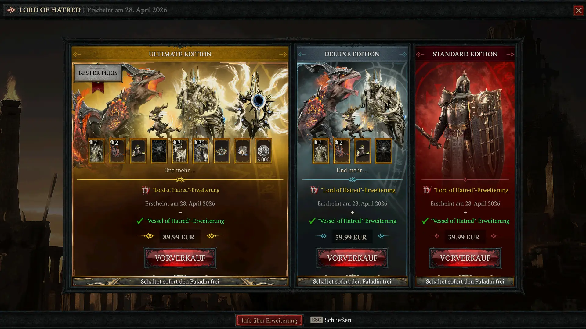 Diablo 4 Lord of Hatred Editionen