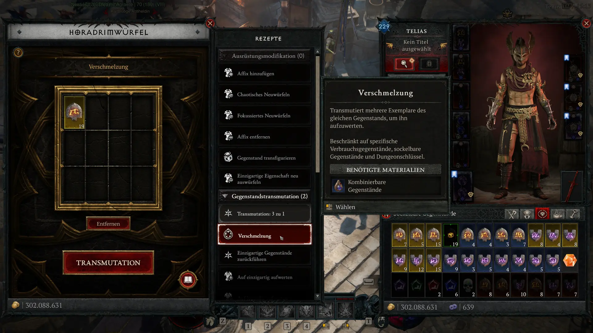 Runen verschmelzen beim Horadrimwürfel in Diablo 4