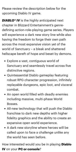 Diablo 4 Umfrage
