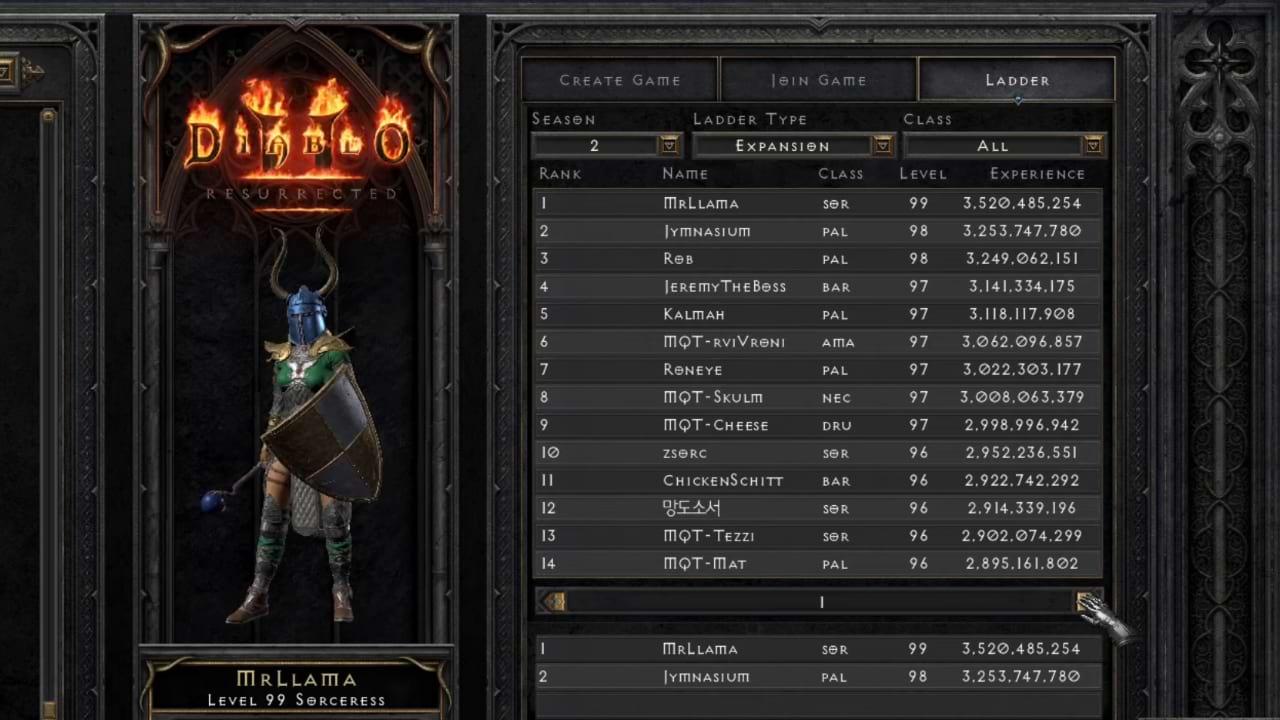 Diablo II: Resurrected Season 2: MrLlamaSC erreicht als erster Spieler Level 99
