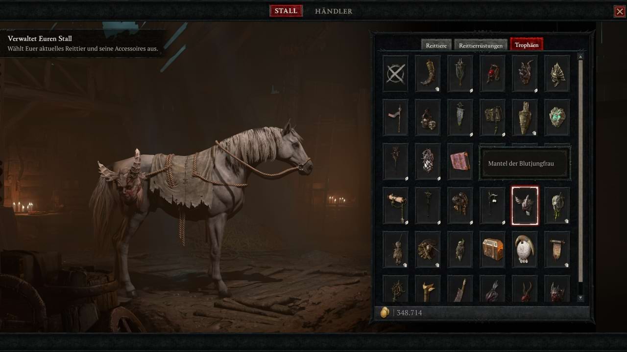 Mantel der Blutjungfrau - Reittiertrophähe in Diablo 4
