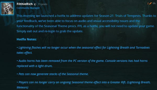 Diablo 3 Season 21 Update