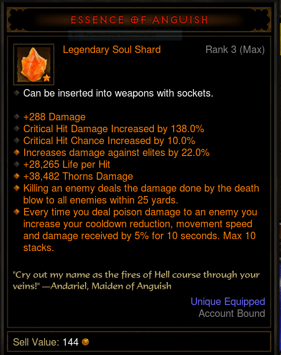 Diablo 3 - Season 25 Soul Shard: Essence of Anguish