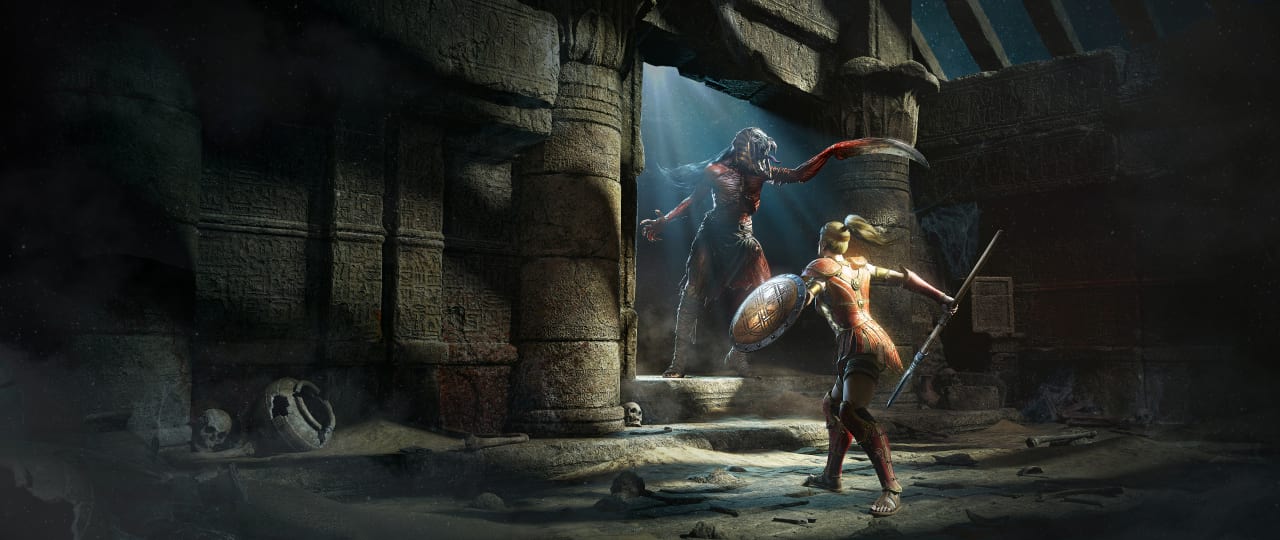 Diablo 2 Resurrected Wallpaper: Amazon Mummy Battle