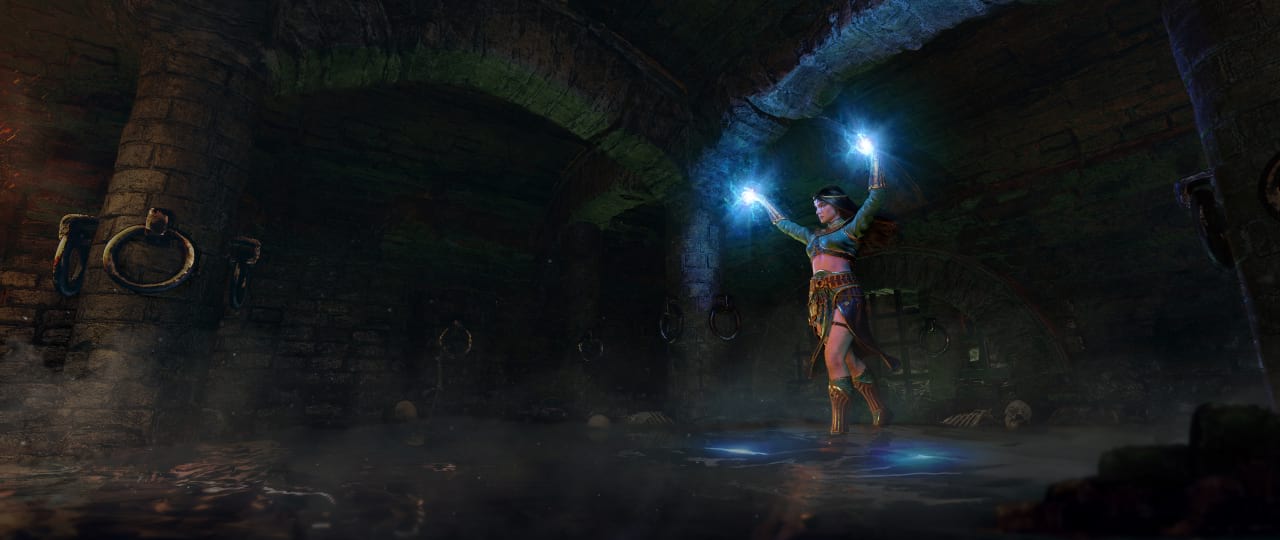 Diablo 2 Resurrected Wallpaper: Sorceress Sewer Magic
